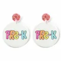 Acrylic Pre-K earrings with glitter studs, cute colorful back-to-school jewelry. - Pre-K Style