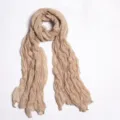 Wrinkled plain scarf detail, lightweight voile hijab and neck shawl for women daily wear. - Light Beige