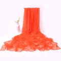 Solid color sheer scarf women lightweight summer sun protection shawl drape beach wrap - Orange Silk Scarf