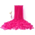 Magenta thin scarf detail showing lightweight sheer fabric and draped shawl texture. - Rose Red Satin Scarf