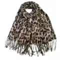 Leopard Muster Quasten Schal für Herbst und Winter, verdickter Kaschmir Schal Detail. - Schal & Stola mit Khaki-Leopardenmuster