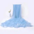 Solid color light blue ice silk shawl thin summer scarf women beach wrap drapes - Sky Blue Satin Scarf