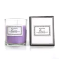 Purple wax scented candle in clear glass jar with elegant matching gift box packaging. - Rose Red Rouge (Forest)