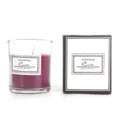 Purple scented candle in glass jar with gift box packaging for home aromatherapy decor - Tile Red (White Tea Harmony)