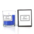 Blue scented candle in glass jar with matching gift box for home fragrance decoration - Ink Blue (Like Water Flowers)