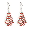 Boucles d'oreilles sapin de Noel paillettes detail, rayures rouges et blanches design. - Sapin de Noël