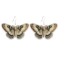 Gothic moth wooden earrings detail shot, vintage insect drop earrings for women daily wear. - Vintage Moth Wings Style