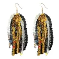 Boucles d'oreilles longues à sequins colorés pour femmes, bijoux de mode de fête étincelants. - Style Multicolore (2)