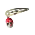 Gotischer Punk Totenkopf Haarklammer mit rotem Bluttropfen Anhänger für Halloween. - 3D Totenkopf