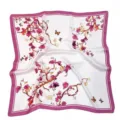 Elegant vintage floral butterfly print square silk scarf for women daily fashion accessory. - Grape Purple Red