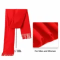 Red double-sided fleece winter scarf with classic tassels, warm and cozy unisex design. - Bright Red Scarf