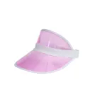 Clear transparent PVC sun visor hat for women, stylish UV protection beach sun cap. - Pink