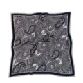 Vintage black and white paisley silk scarf, elegant square design for women daily wear. - Black Paisley
