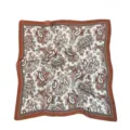 Vintage paisley silk square scarf detail shot, elegant brown border fashion accessory. - Coffee Paisley