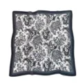 Vintage black and white paisley print square silk scarf for women fashion accessory - Black Paisley