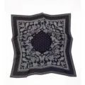 Vintage black and white paisley print square silk scarf, elegant accessory for women. - Black Hollow Paisley