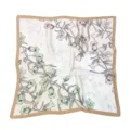 Vintage floral square silk scarf elegant botanical neckerchief retro fashion women accessory - Two-Tone Pink Green Flower