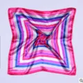 Women square silk scarf stylish geometric stripe neckerchief fashion hair band accessory - Patchwork Striped Silk Scarf