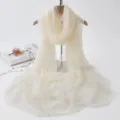 Einfarbiges Kunstseidentuch, eleganter beiger langer Chiffonschal, leichte Variante für Damen. - Cremeweiß mit Schal
