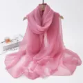 Einfarbig rosa Chiffon langer Schal, elegante Damen leichte Schultertuch für Strand und Party. - Seidenschal in Altrosa