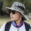Herren Outdoor Camouflage Sonnenhut Breite Krempe Wandern Angeln Boonie Kappe Atmungsaktiv - M (56-58cm) / A5123