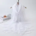 Élégant foulard en mousseline blanche unie châle long et léger pour femme accessoire d'été. - Blanc Avec Foulard en Soie