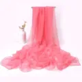 Solid color lightweight chiffon scarf women summer beach shawl elegant long thin pink wrap - Watermelon Red Satin Scarf