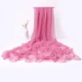 Solid color thin women scarf pink summer lightweight chiffon shawl breathable beach wrap - Nude Pink Silk Scarf