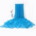 Vibrant blue sheer chiffon scarf, lightweight summer beach shawl and sun protection wrap. - Lake Blue Satin Scarf