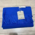 Écharpe unie bleue épaisse à franges effet cachemire hiver mode femme homme châle. - Écharpe et châle bleu royal