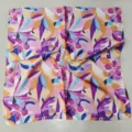 Women square silk scarf with vibrant floral print, versatile four-season neckerchief item. - Color Block Five-Petal Flower Small Silk Square Scarves