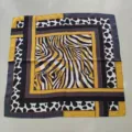 Women fashion square silk scarf with zebra and animal print chic geometric neckerchief 70cm - Yellow Leopard Print Small Square Satin Scarf