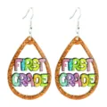 Glitter teardrop hollow earrings detail, colorful first grade design, teacher jewelry accent. - Style 1 (FIRST GRADE Style)