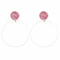 Cute Fifth Grade acrylic drop earrings with colorful letters and sparkly pink glitter studs. - Fifth Grade Style