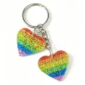 Rainbow glitter heart keychain cute bag pendant couple key ring metal hardware accessories - Colorful Sequins Glitter Heart Style (10)