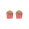 Women fashion fun popcorn stud earrings cute red and white striped food design jewelry - Popcorn Style (4)