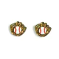 Cute baseball glove stud earrings for women, sparkling sports themed fashion jewelry gift. - Baseball Glove Style (1)