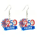 US Independence Day 250 Years Earrings Red White Blue Sequin Dangle Earrings Patriotic - Ear Hook 250 YEARS Style (8)