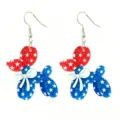 Patriotic Balloon Dog Earrings Red White Blue Glitter Star Bow Independence Day Jewelry - Ear Hook Balloon Dog Style (10)