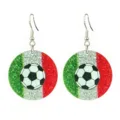Glitter soccer round dangle earrings with Italian flag colors stylish sports jewelry detail shot. - Italian Color Football Round Style (26032102)