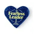 Glitter heart brooch pin with inspirational text design, perfect teacher gift accessory. - Blue Heart Trophy