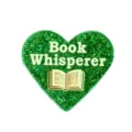 Sparkly green heart teacher brooch badge with book graphic and book whisperer text gift. - Green Heart Book
