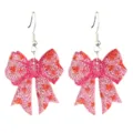 Vue détaillée de boucles d'oreilles nœud pailleté rose bijoux mode femme tendance fête. - Style Crochet Rose (25101301)