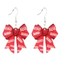 Boucles d'oreilles nœud pailleté rouge étincelant avec texte XOXO blanc bijoux saint valentin. - Style Crochet Rouge XOXO (25101301)