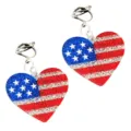 Amerikanische Flagge Herz Ohrclips Glitzer Acryl 4. Juli Unabhängigkeitstag Schmuck - Stil 6