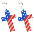 Amerikanische Flagge Kreuz Ohrclips Acryl Glitzernd 4. Juli Unabhängigkeitstag Schmuck - Stil 5
