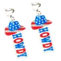 Detailansicht amerikanische Unabhängigkeitstag Acryl Ohrclips mit Sternen Hut und HOWDY. - Stil 11