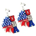 USA Flagge Sonnenblume Clip Ohrringe fuer Damen Kinder 4. Juli Acryl patriotischer Schmuck - Stil 10
