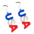 USA 4. Juli Acryl Glitzer Ohrclips, festliche blaue silberne rote hängende Party Schmuck. - Stil 2