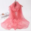 Écharpe longue unie en mousseline rose pour femme, paréo de plage léger et foulard de danse. - Foulard en satin rouge pastèque